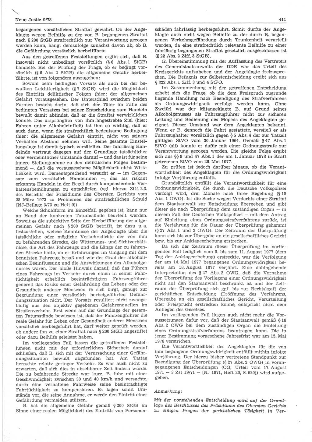 Neue Justiz (NJ), Zeitschrift für sozialistisches Recht und Gesetzlichkeit [Deutsche Demokratische Republik (DDR)], 32. Jahrgang 1978, Seite 411 (NJ DDR 1978, S. 411)