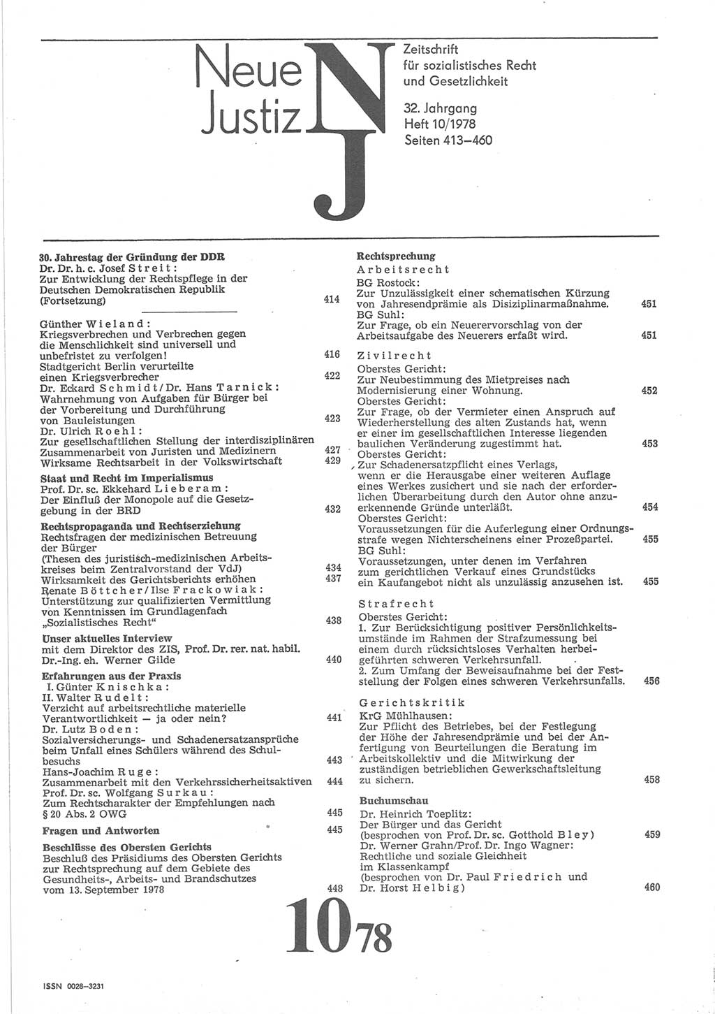 Neue Justiz (NJ), Zeitschrift für sozialistisches Recht und Gesetzlichkeit [Deutsche Demokratische Republik (DDR)], 32. Jahrgang 1978, Seite 413 (NJ DDR 1978, S. 413)