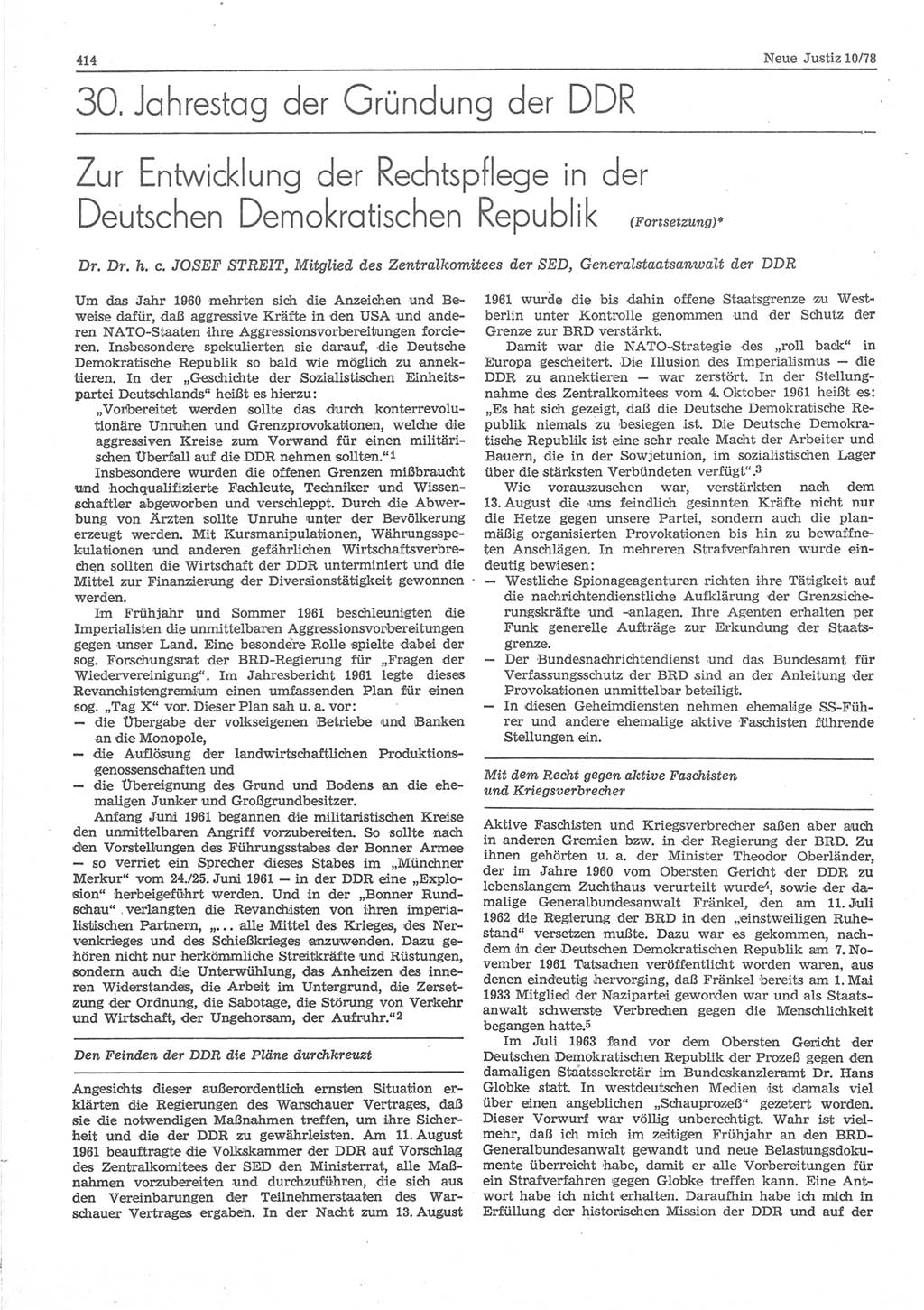 Neue Justiz (NJ), Zeitschrift für sozialistisches Recht und Gesetzlichkeit [Deutsche Demokratische Republik (DDR)], 32. Jahrgang 1978, Seite 414 (NJ DDR 1978, S. 414)