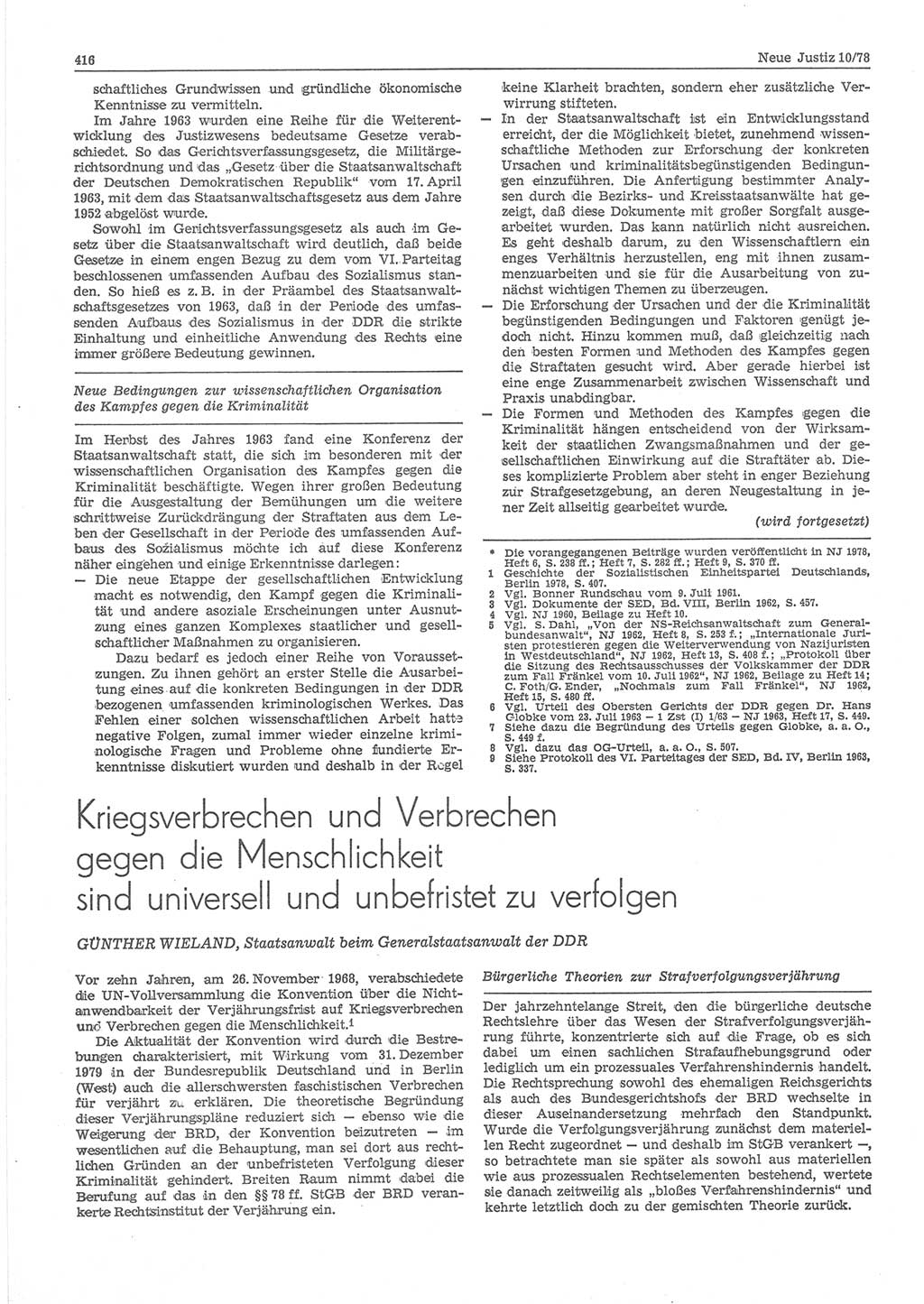 Neue Justiz (NJ), Zeitschrift für sozialistisches Recht und Gesetzlichkeit [Deutsche Demokratische Republik (DDR)], 32. Jahrgang 1978, Seite 416 (NJ DDR 1978, S. 416)