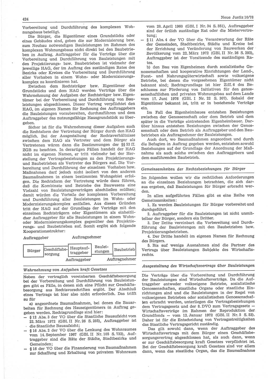 Neue Justiz (NJ), Zeitschrift für sozialistisches Recht und Gesetzlichkeit [Deutsche Demokratische Republik (DDR)], 32. Jahrgang 1978, Seite 424 (NJ DDR 1978, S. 424)