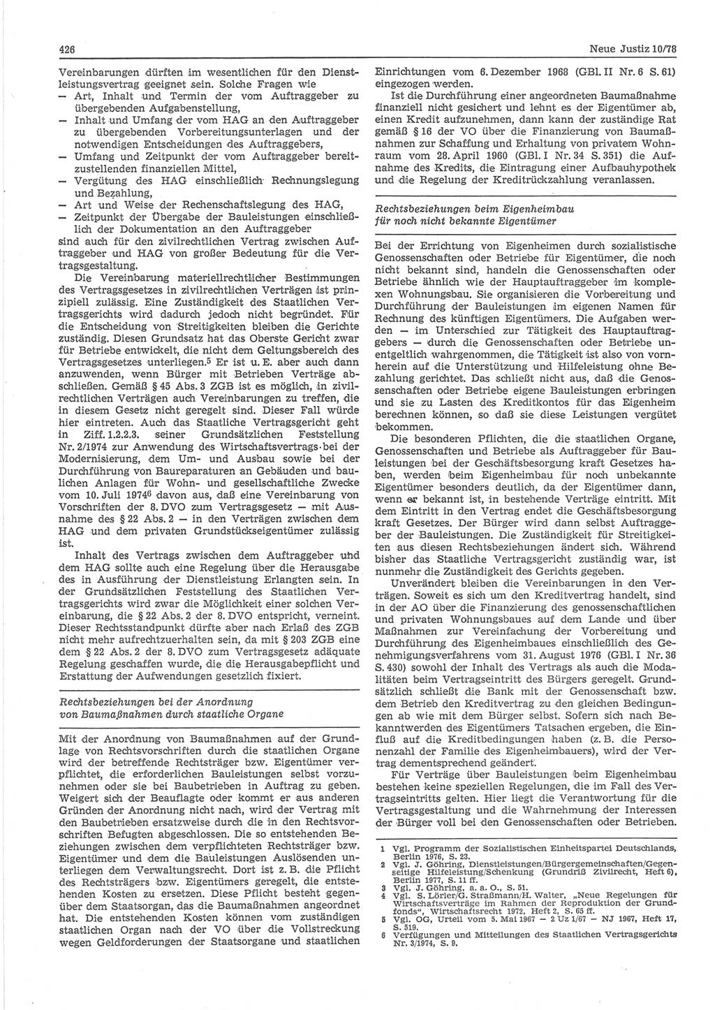 Neue Justiz (NJ), Zeitschrift für sozialistisches Recht und Gesetzlichkeit [Deutsche Demokratische Republik (DDR)], 32. Jahrgang 1978, Seite 426 (NJ DDR 1978, S. 426)