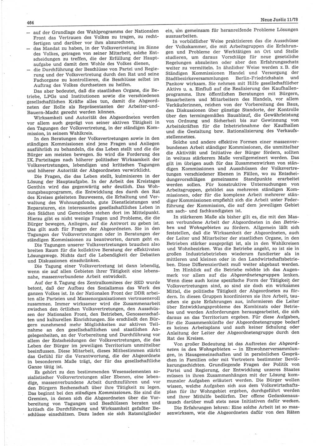 Neue Justiz (NJ), Zeitschrift für sozialistisches Recht und Gesetzlichkeit [Deutsche Demokratische Republik (DDR)], 32. Jahrgang 1978, Seite 464 (NJ DDR 1978, S. 464)