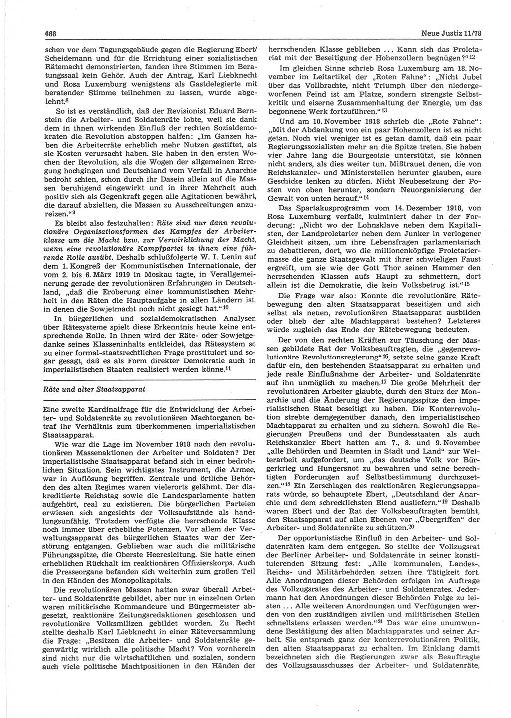 Neue Justiz (NJ), Zeitschrift für sozialistisches Recht und Gesetzlichkeit [Deutsche Demokratische Republik (DDR)], 32. Jahrgang 1978, Seite 468 (NJ DDR 1978, S. 468)