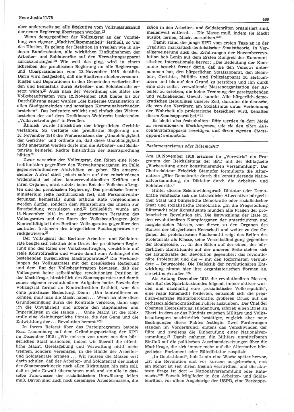 Neue Justiz (NJ), Zeitschrift für sozialistisches Recht und Gesetzlichkeit [Deutsche Demokratische Republik (DDR)], 32. Jahrgang 1978, Seite 469 (NJ DDR 1978, S. 469)