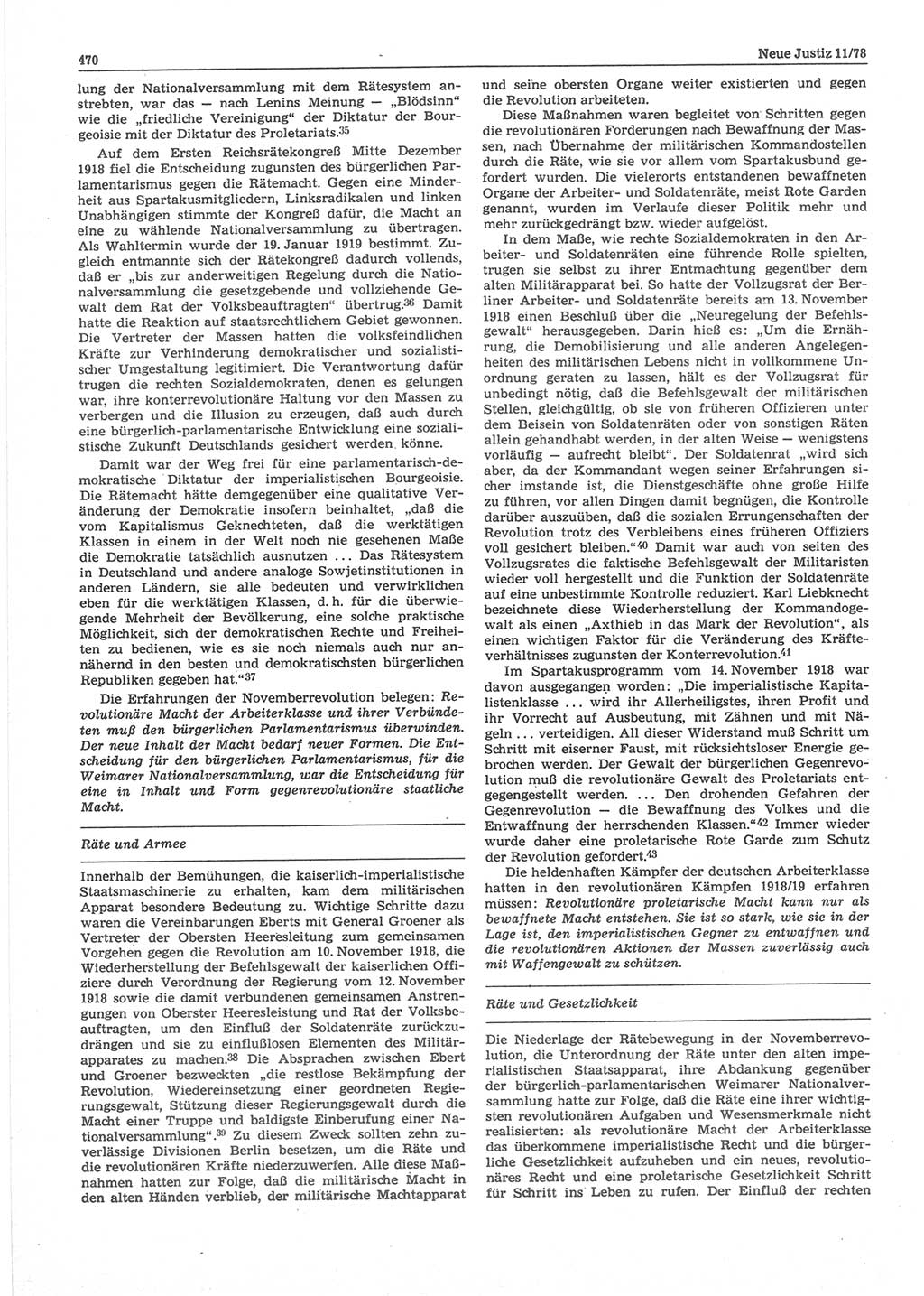 Neue Justiz (NJ), Zeitschrift für sozialistisches Recht und Gesetzlichkeit [Deutsche Demokratische Republik (DDR)], 32. Jahrgang 1978, Seite 470 (NJ DDR 1978, S. 470)