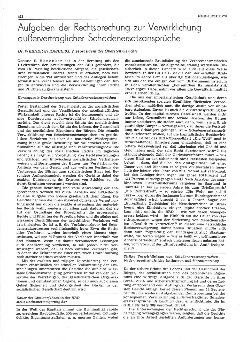 Neue Justiz (NJ), Zeitschrift für sozialistisches Recht und Gesetzlichkeit [Deutsche Demokratische Republik (DDR)], 32. Jahrgang 1978, Seite 472 (NJ DDR 1978, S. 472)