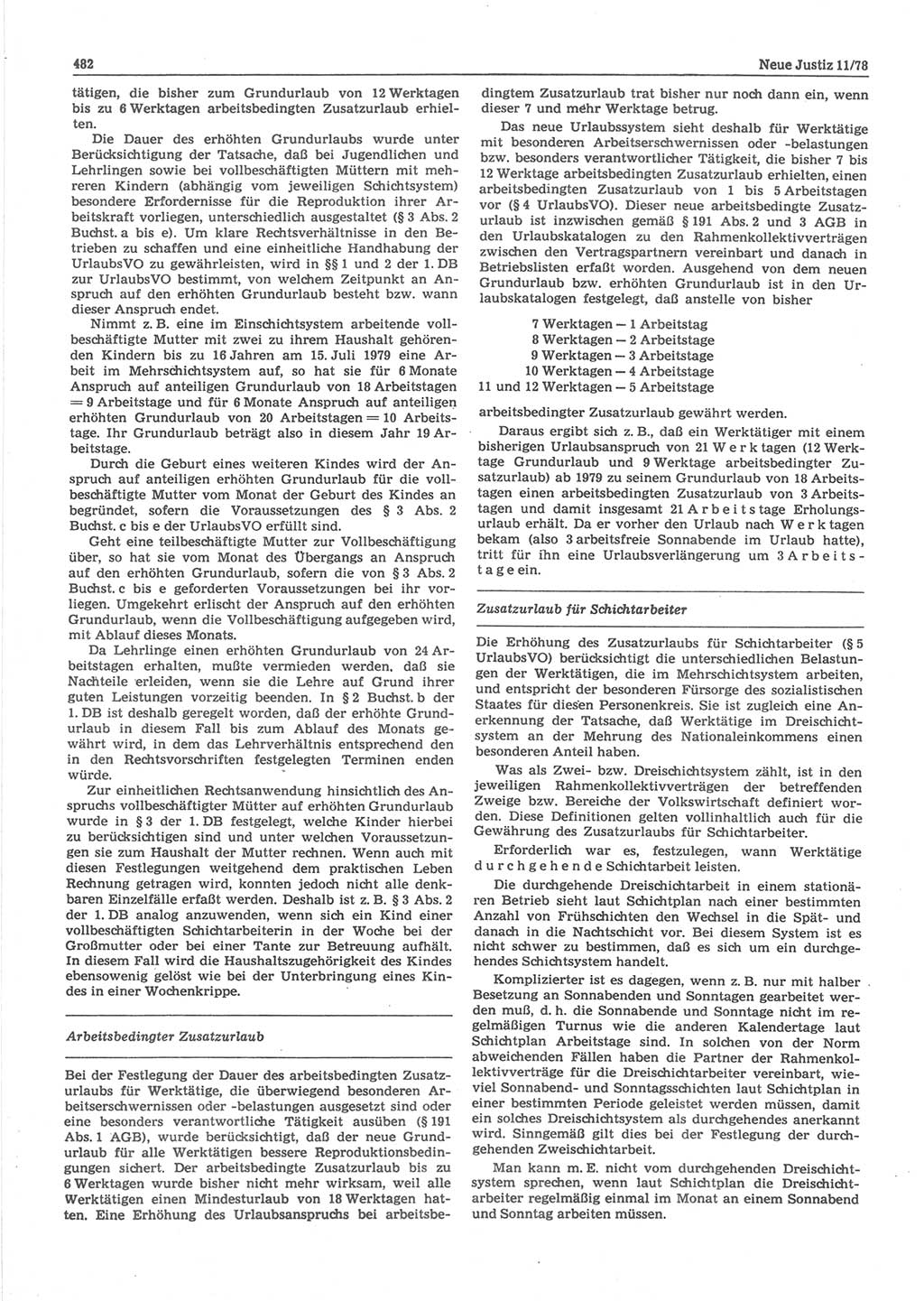 Neue Justiz (NJ), Zeitschrift für sozialistisches Recht und Gesetzlichkeit [Deutsche Demokratische Republik (DDR)], 32. Jahrgang 1978, Seite 482 (NJ DDR 1978, S. 482)