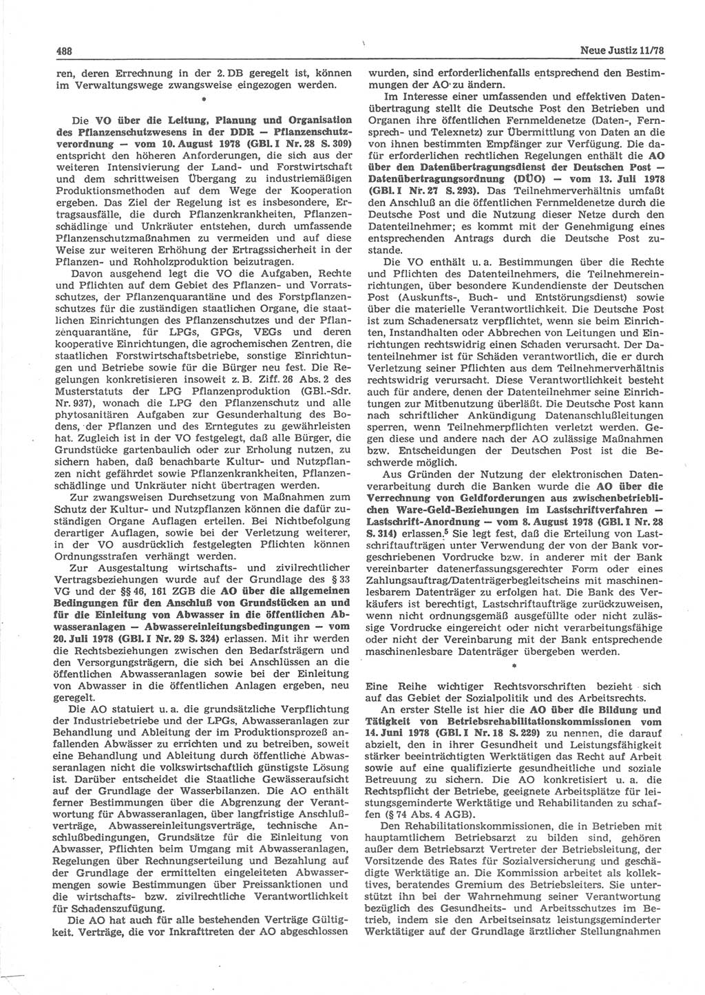 Neue Justiz (NJ), Zeitschrift für sozialistisches Recht und Gesetzlichkeit [Deutsche Demokratische Republik (DDR)], 32. Jahrgang 1978, Seite 488 (NJ DDR 1978, S. 488)