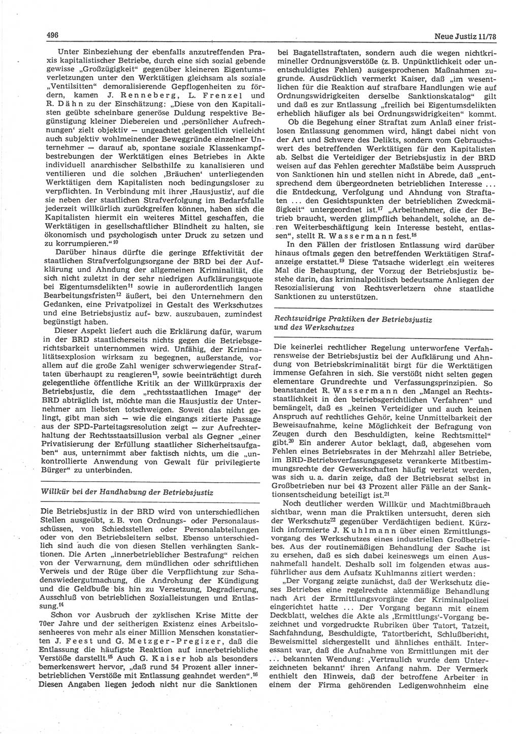Neue Justiz (NJ), Zeitschrift für sozialistisches Recht und Gesetzlichkeit [Deutsche Demokratische Republik (DDR)], 32. Jahrgang 1978, Seite 496 (NJ DDR 1978, S. 496)