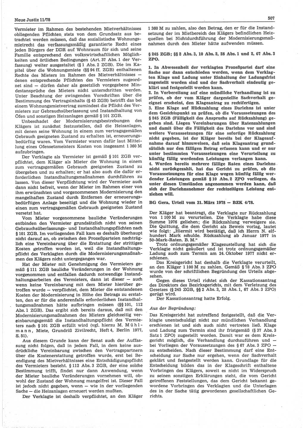 Neue Justiz (NJ), Zeitschrift für sozialistisches Recht und Gesetzlichkeit [Deutsche Demokratische Republik (DDR)], 32. Jahrgang 1978, Seite 507 (NJ DDR 1978, S. 507)