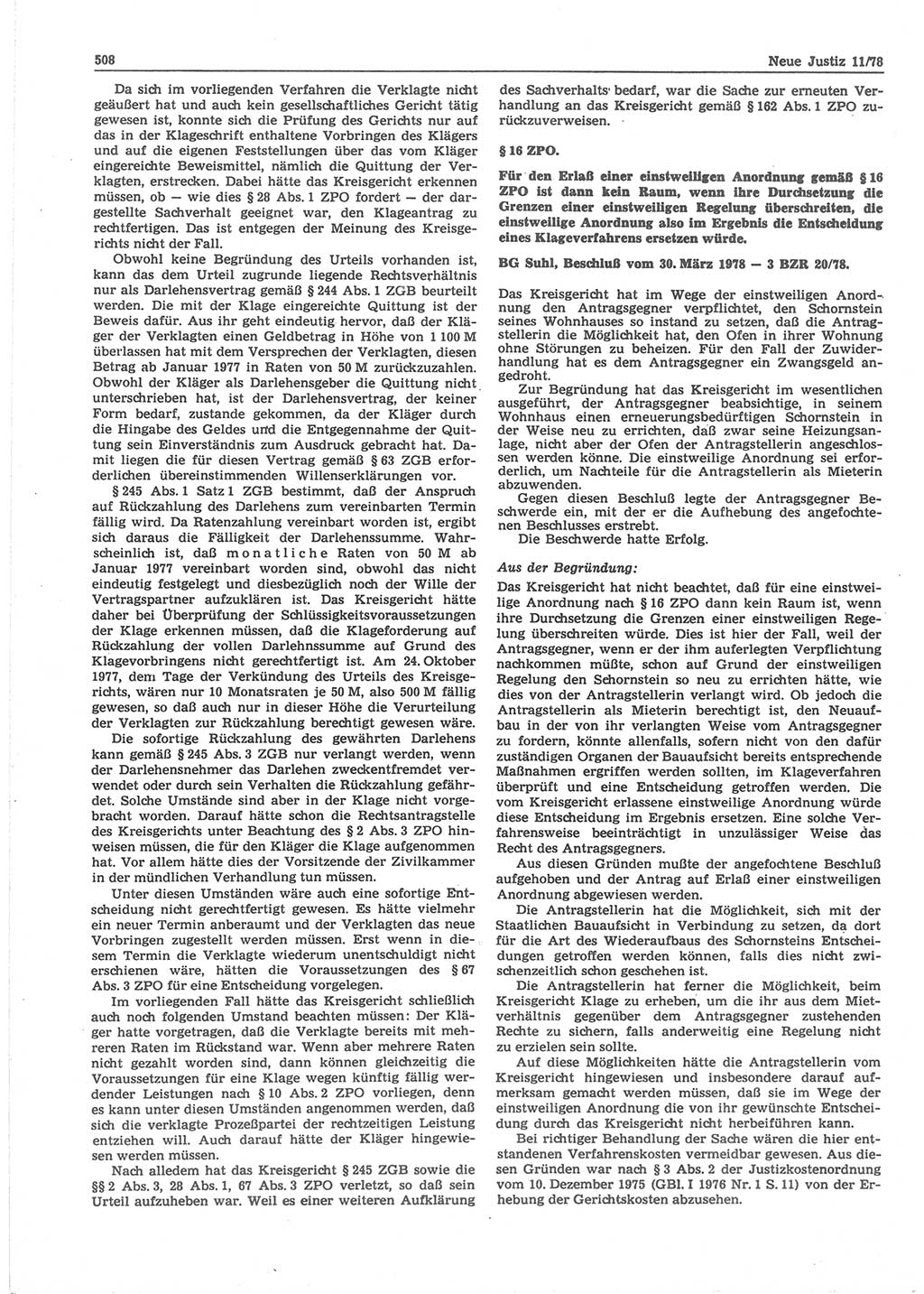 Neue Justiz (NJ), Zeitschrift für sozialistisches Recht und Gesetzlichkeit [Deutsche Demokratische Republik (DDR)], 32. Jahrgang 1978, Seite 508 (NJ DDR 1978, S. 508)