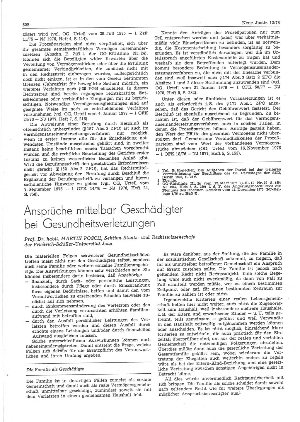 Neue Justiz (NJ), Zeitschrift für sozialistisches Recht und Gesetzlichkeit [Deutsche Demokratische Republik (DDR)], 32. Jahrgang 1978, Seite 522 (NJ DDR 1978, S. 522)