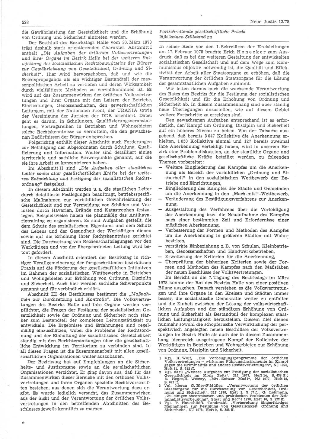Neue Justiz (NJ), Zeitschrift für sozialistisches Recht und Gesetzlichkeit [Deutsche Demokratische Republik (DDR)], 32. Jahrgang 1978, Seite 528 (NJ DDR 1978, S. 528)