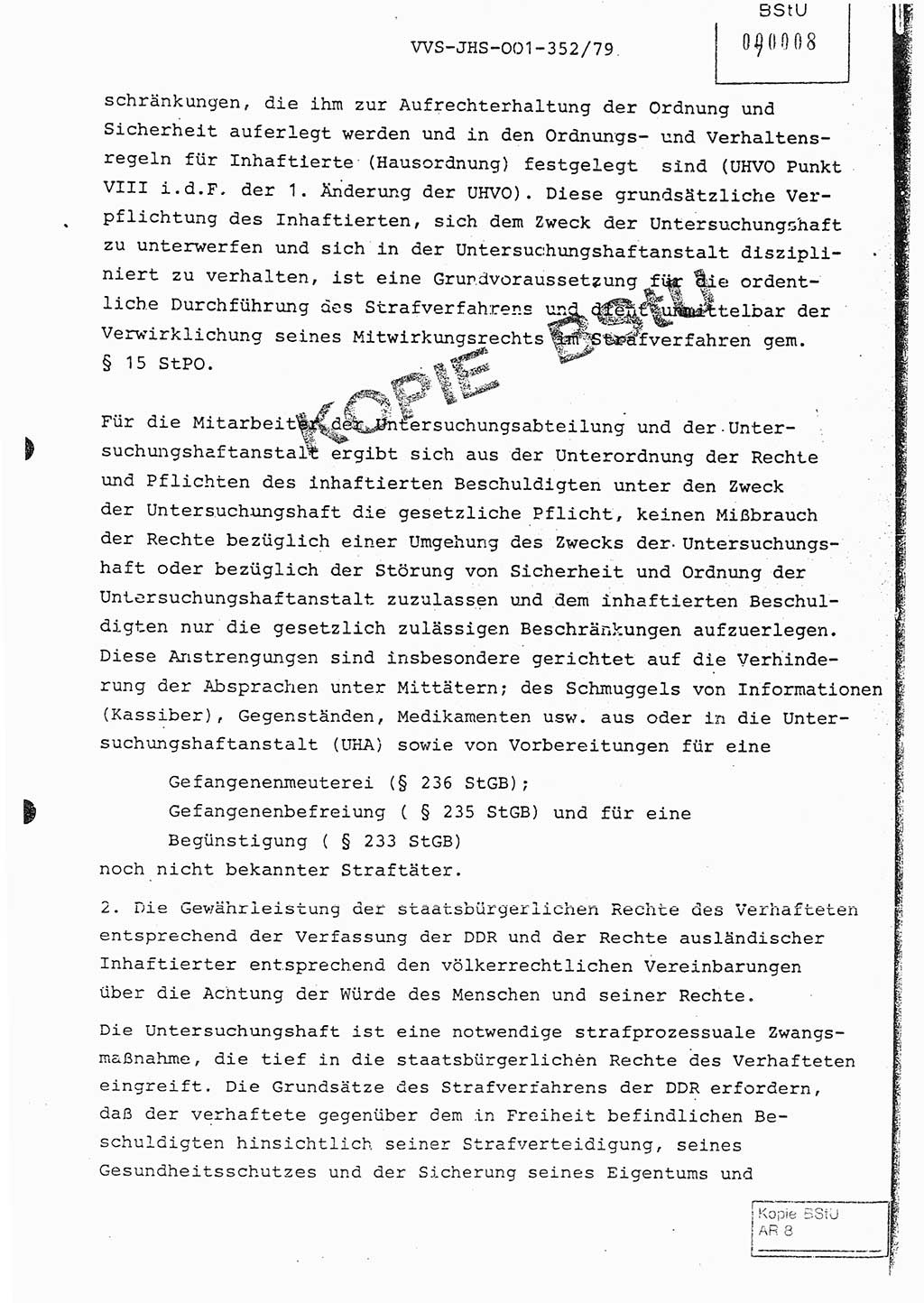 Diplomarbeit Hauptmann Peter Wittum (BV Bln. Abt. HA Ⅸ), Ministerium für Staatssicherheit (MfS) [Deutsche Demokratische Republik (DDR)], Juristische Hochschule (JHS), Vertrauliche Verschlußsache (VVS) o001-352/79, Potsdam 1979, Seite 7 (Dipl.-Arb. MfS DDR JHS VVS o001-352/79 1979, S. 7)