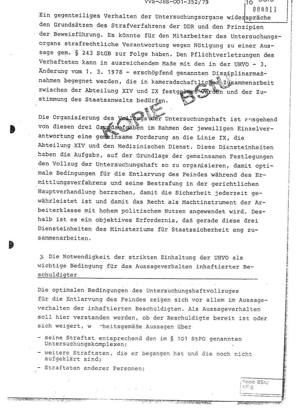 Diplomarbeit Hauptmann Peter Wittum (BV Bln. Abt. HA Ⅸ), Ministerium für Staatssicherheit (MfS) [Deutsche Demokratische Republik (DDR)], Juristische Hochschule (JHS), Vertrauliche Verschlußsache (VVS) o001-352/79, Potsdam 1979, Seite 10 (Dipl.-Arb. MfS DDR JHS VVS o001-352/79 1979, S. 10)