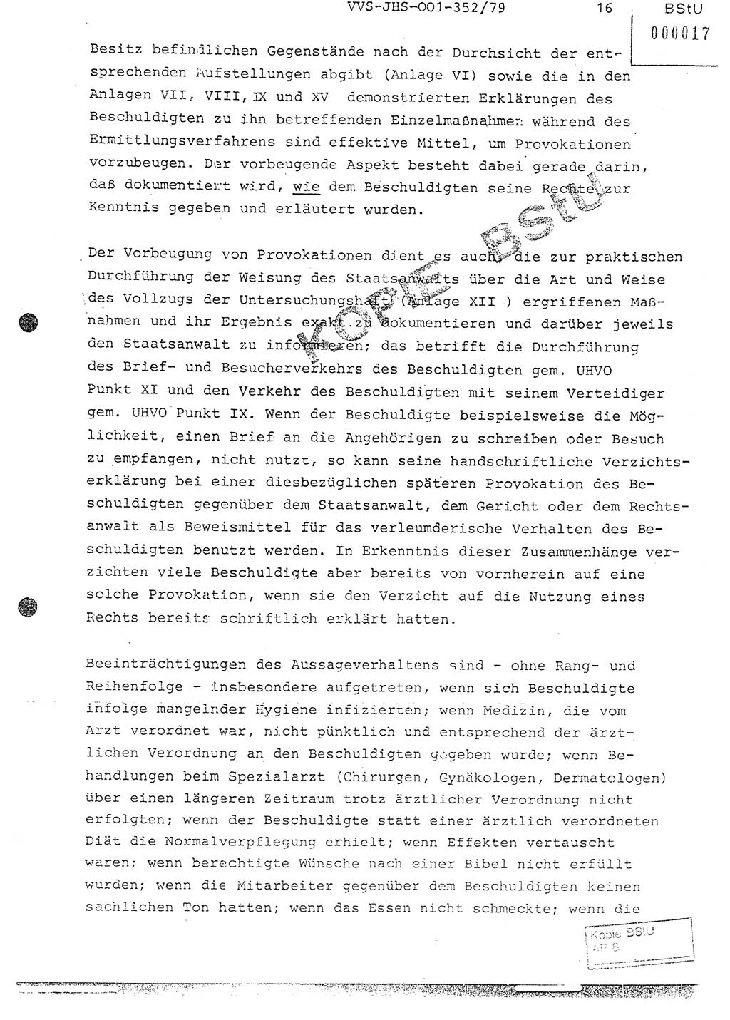 Diplomarbeit Hauptmann Peter Wittum (BV Bln. Abt. HA Ⅸ), Ministerium für Staatssicherheit (MfS) [Deutsche Demokratische Republik (DDR)], Juristische Hochschule (JHS), Vertrauliche Verschlußsache (VVS) o001-352/79, Potsdam 1979, Seite 16 (Dipl.-Arb. MfS DDR JHS VVS o001-352/79 1979, S. 16)