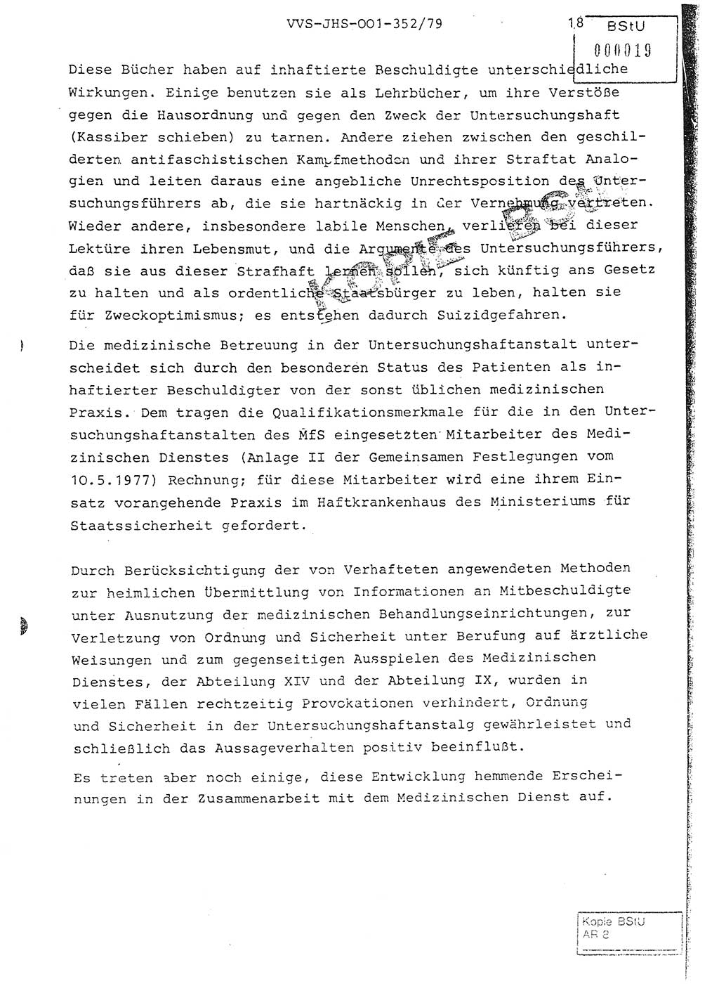 Diplomarbeit Hauptmann Peter Wittum (BV Bln. Abt. HA Ⅸ), Ministerium für Staatssicherheit (MfS) [Deutsche Demokratische Republik (DDR)], Juristische Hochschule (JHS), Vertrauliche Verschlußsache (VVS) o001-352/79, Potsdam 1979, Seite 18 (Dipl.-Arb. MfS DDR JHS VVS o001-352/79 1979, S. 18)