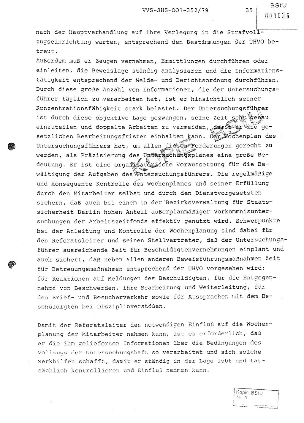 Diplomarbeit Hauptmann Peter Wittum (BV Bln. Abt. HA Ⅸ), Ministerium für Staatssicherheit (MfS) [Deutsche Demokratische Republik (DDR)], Juristische Hochschule (JHS), Vertrauliche Verschlußsache (VVS) o001-352/79, Potsdam 1979, Seite 35 (Dipl.-Arb. MfS DDR JHS VVS o001-352/79 1979, S. 35)