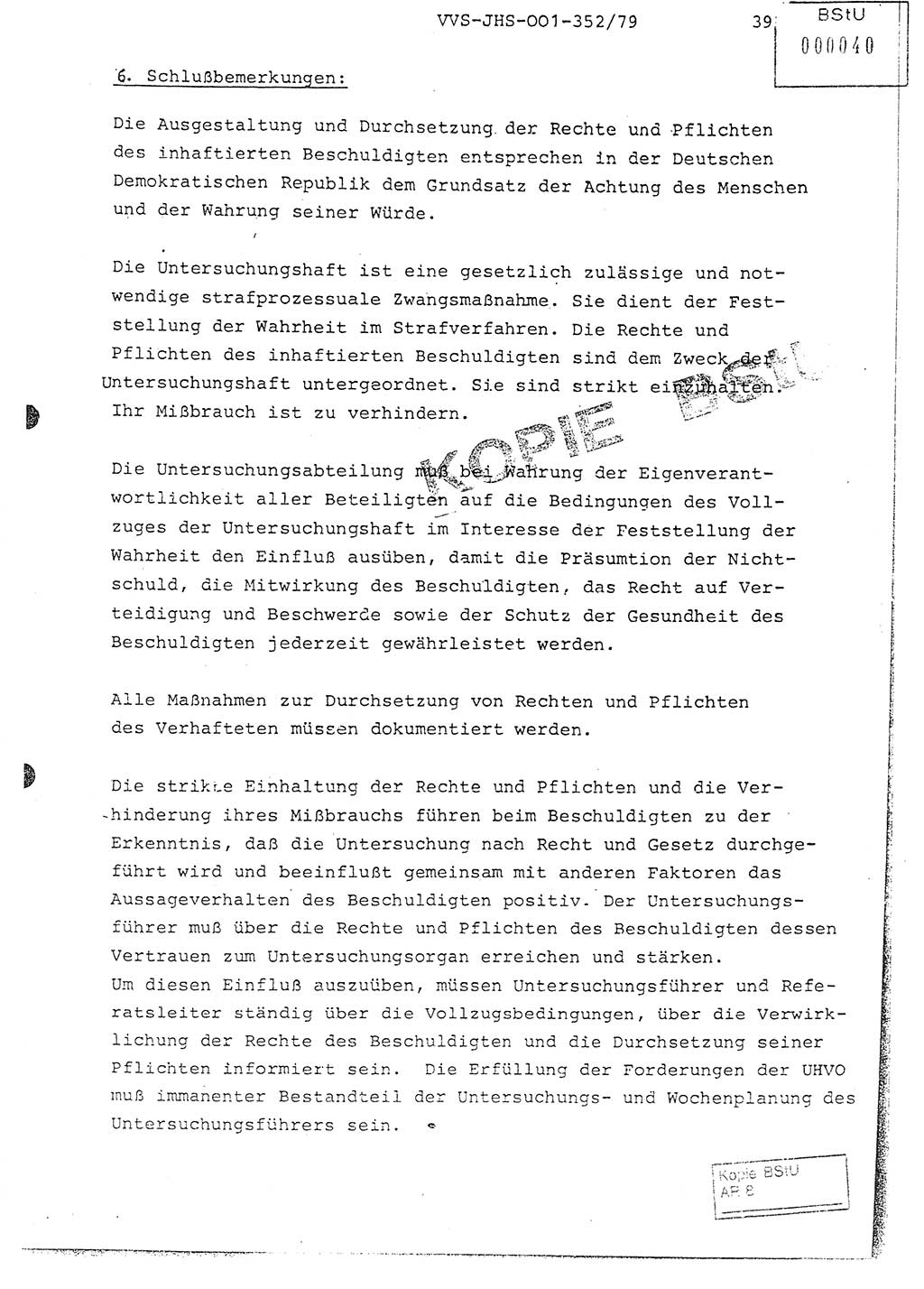 Diplomarbeit Hauptmann Peter Wittum (BV Bln. Abt. HA Ⅸ), Ministerium für Staatssicherheit (MfS) [Deutsche Demokratische Republik (DDR)], Juristische Hochschule (JHS), Vertrauliche Verschlußsache (VVS) o001-352/79, Potsdam 1979, Seite 39 (Dipl.-Arb. MfS DDR JHS VVS o001-352/79 1979, S. 39)