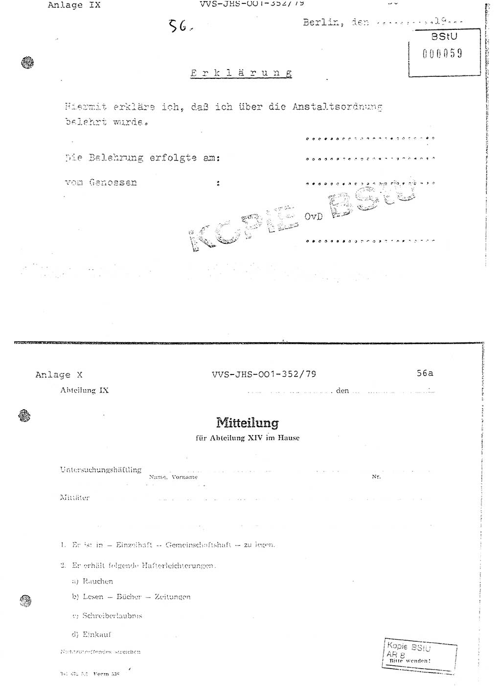 Diplomarbeit Hauptmann Peter Wittum (BV Bln. Abt. HA Ⅸ), Ministerium für Staatssicherheit (MfS) [Deutsche Demokratische Republik (DDR)], Juristische Hochschule (JHS), Vertrauliche Verschlußsache (VVS) o001-352/79, Potsdam 1979, Seite 56 (Dipl.-Arb. MfS DDR JHS VVS o001-352/79 1979, S. 56)