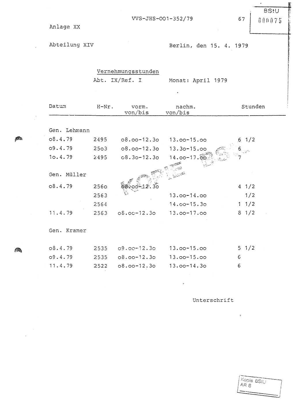 Diplomarbeit Hauptmann Peter Wittum (BV Bln. Abt. HA Ⅸ), Ministerium für Staatssicherheit (MfS) [Deutsche Demokratische Republik (DDR)], Juristische Hochschule (JHS), Vertrauliche Verschlußsache (VVS) o001-352/79, Potsdam 1979, Seite 67 (Dipl.-Arb. MfS DDR JHS VVS o001-352/79 1979, S. 67)