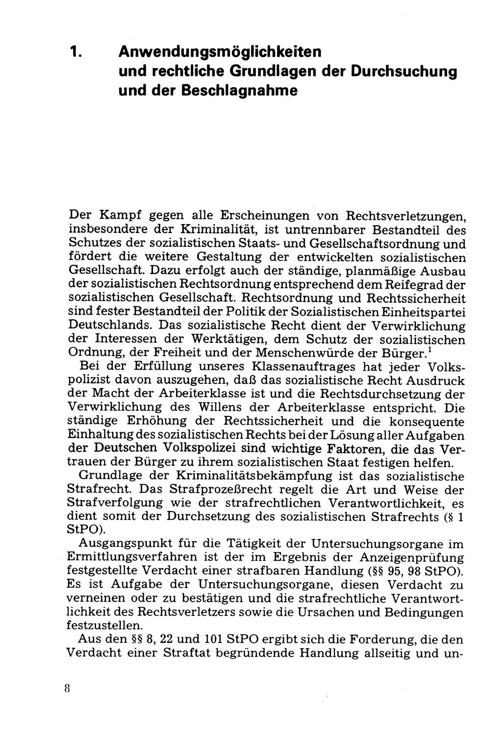Die Durchsuchung und die Beschlagnahme [Deutsche Demokratische Republik (DDR)] 1979, Seite 8 (Durchs. Beschl. DDR 1979, S. 8)