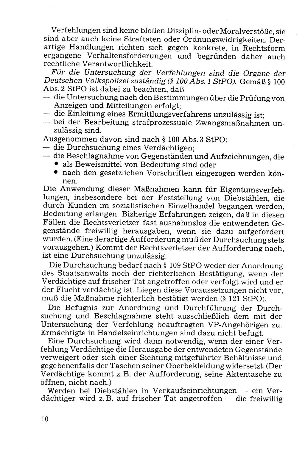 Die Durchsuchung und die Beschlagnahme [Deutsche Demokratische Republik (DDR)] 1979, Seite 10 (Durchs. Beschl. DDR 1979, S. 10)