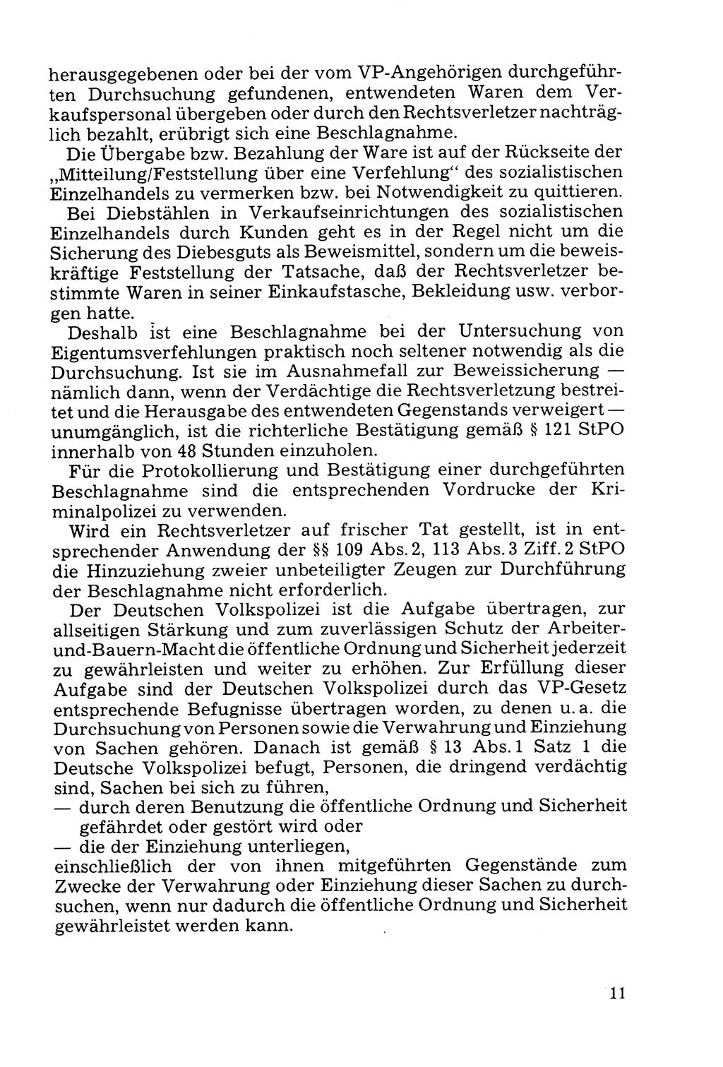 Die Durchsuchung und die Beschlagnahme [Deutsche Demokratische Republik (DDR)] 1979, Seite 11 (Durchs. Beschl. DDR 1979, S. 11)