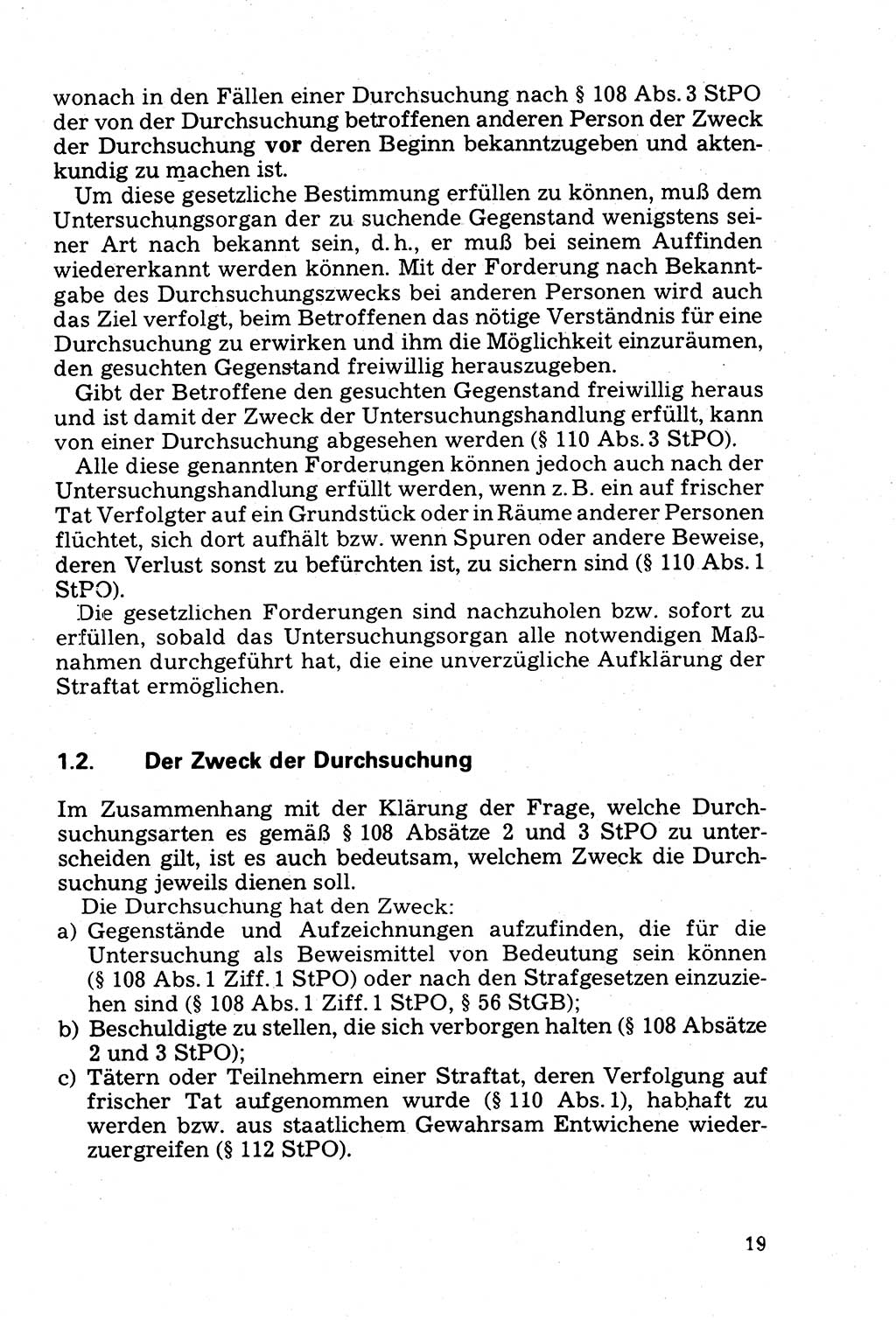 Die Durchsuchung und die Beschlagnahme [Deutsche Demokratische Republik (DDR)] 1979, Seite 19 (Durchs. Beschl. DDR 1979, S. 19)