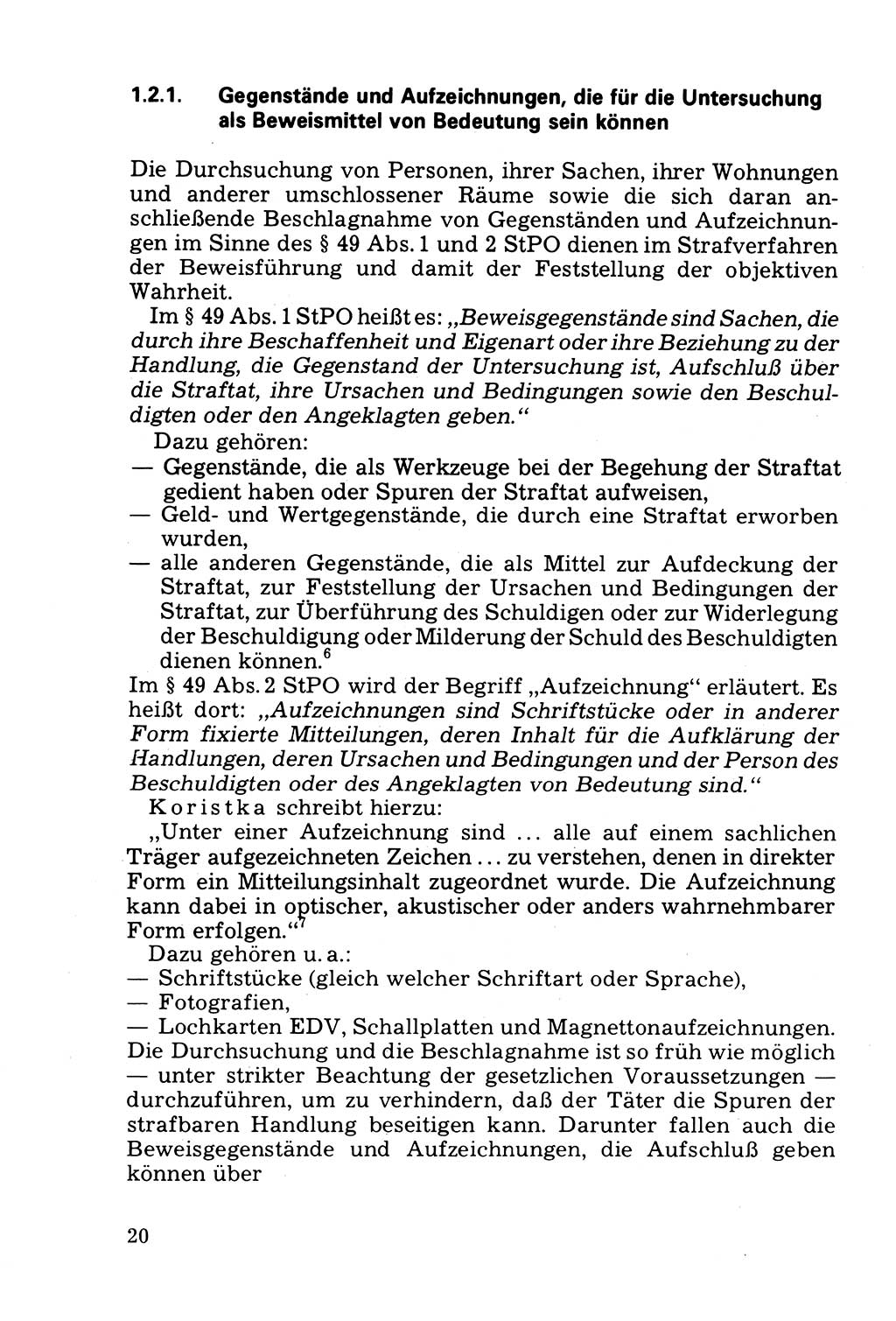 Die Durchsuchung und die Beschlagnahme [Deutsche Demokratische Republik (DDR)] 1979, Seite 20 (Durchs. Beschl. DDR 1979, S. 20)