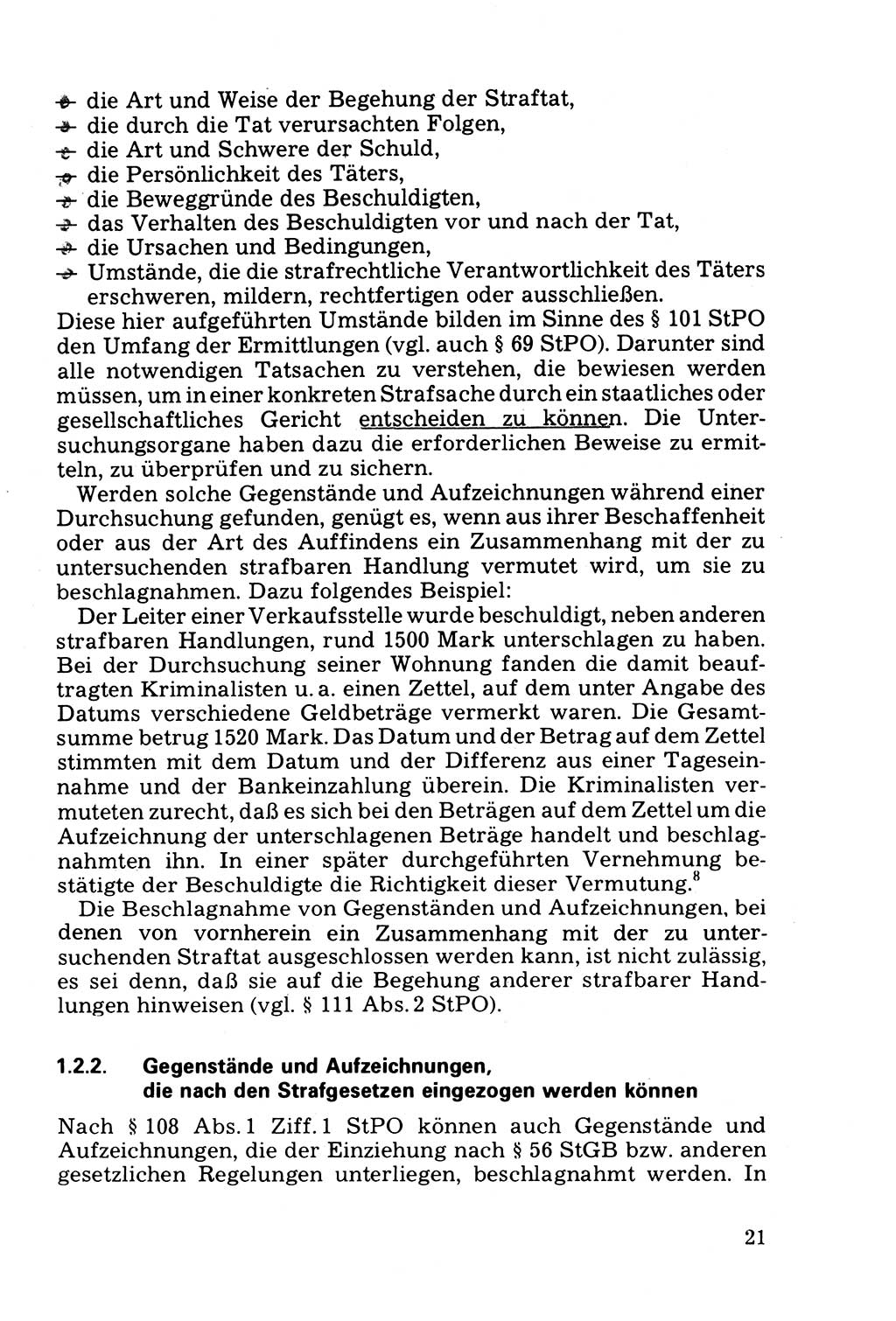 Die Durchsuchung und die Beschlagnahme [Deutsche Demokratische Republik (DDR)] 1979, Seite 21 (Durchs. Beschl. DDR 1979, S. 21)