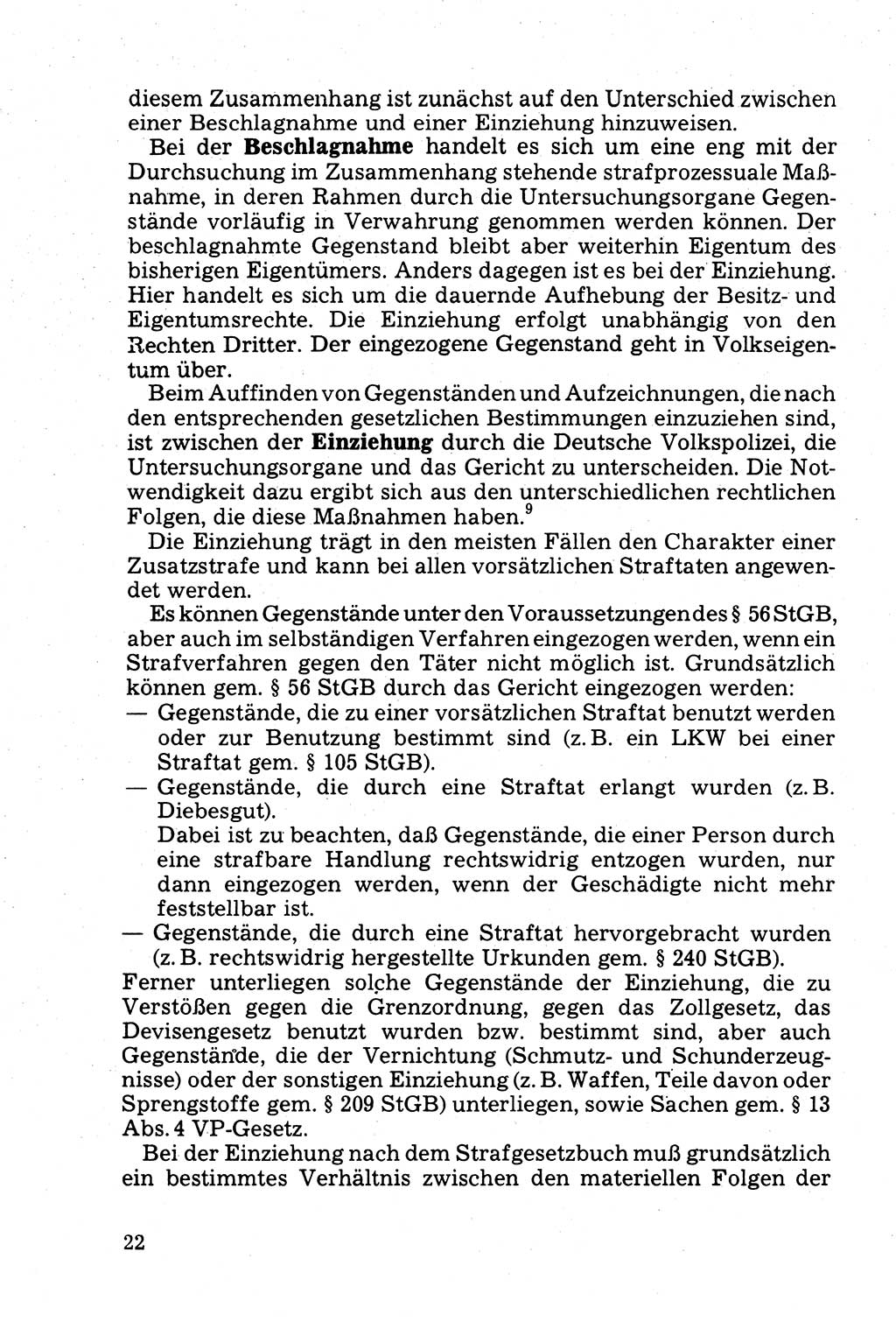 Die Durchsuchung und die Beschlagnahme [Deutsche Demokratische Republik (DDR)] 1979, Seite 22 (Durchs. Beschl. DDR 1979, S. 22)