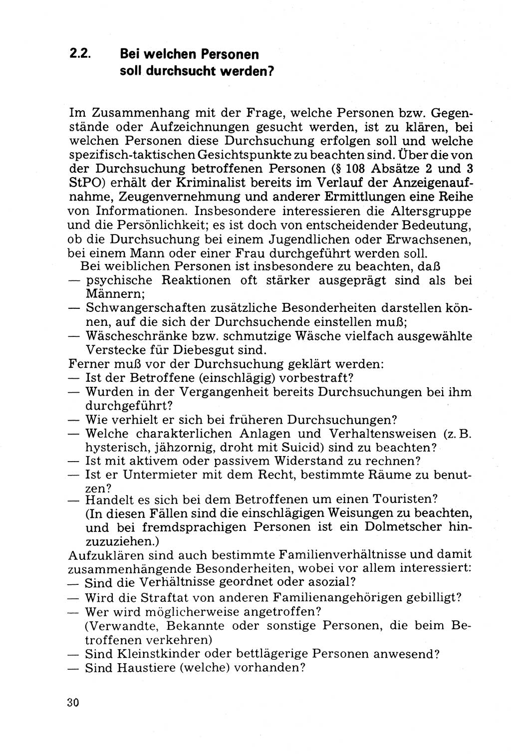 Die Durchsuchung und die Beschlagnahme [Deutsche Demokratische Republik (DDR)] 1979, Seite 30 (Durchs. Beschl. DDR 1979, S. 30)