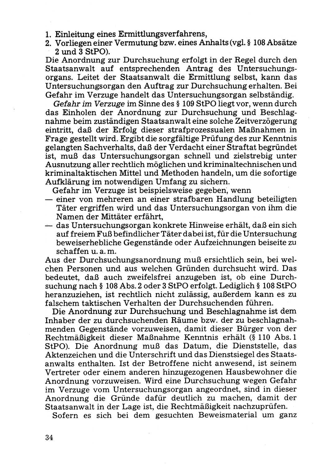 Die Durchsuchung und die Beschlagnahme [Deutsche Demokratische Republik (DDR)] 1979, Seite 34 (Durchs. Beschl. DDR 1979, S. 34)