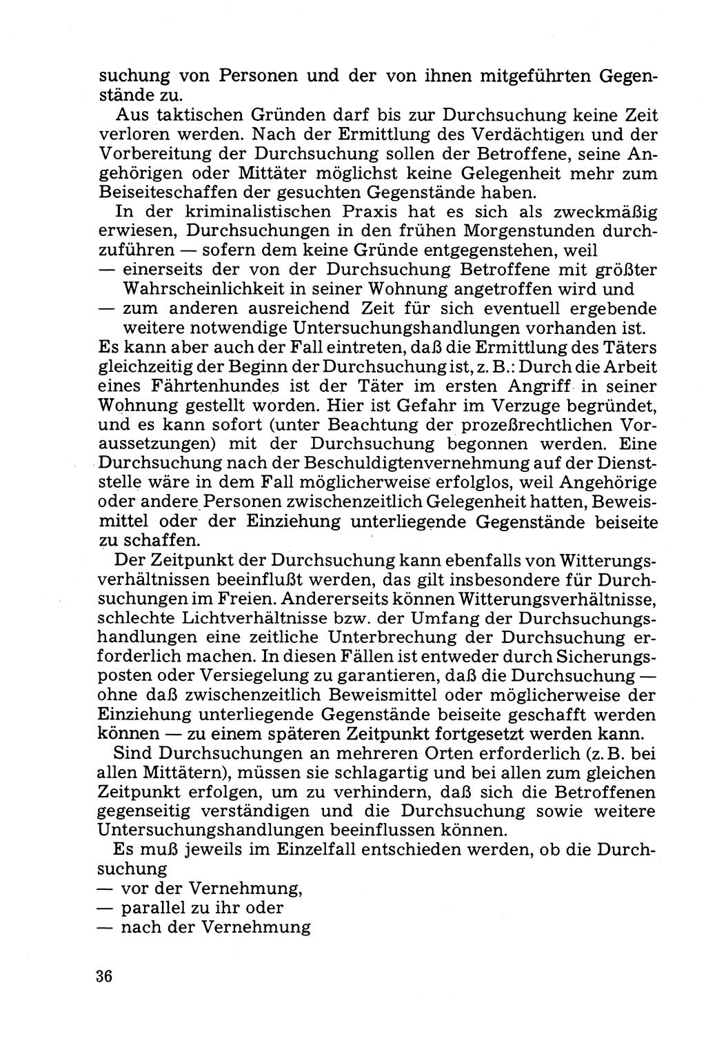 Die Durchsuchung und die Beschlagnahme [Deutsche Demokratische Republik (DDR)] 1979, Seite 36 (Durchs. Beschl. DDR 1979, S. 36)