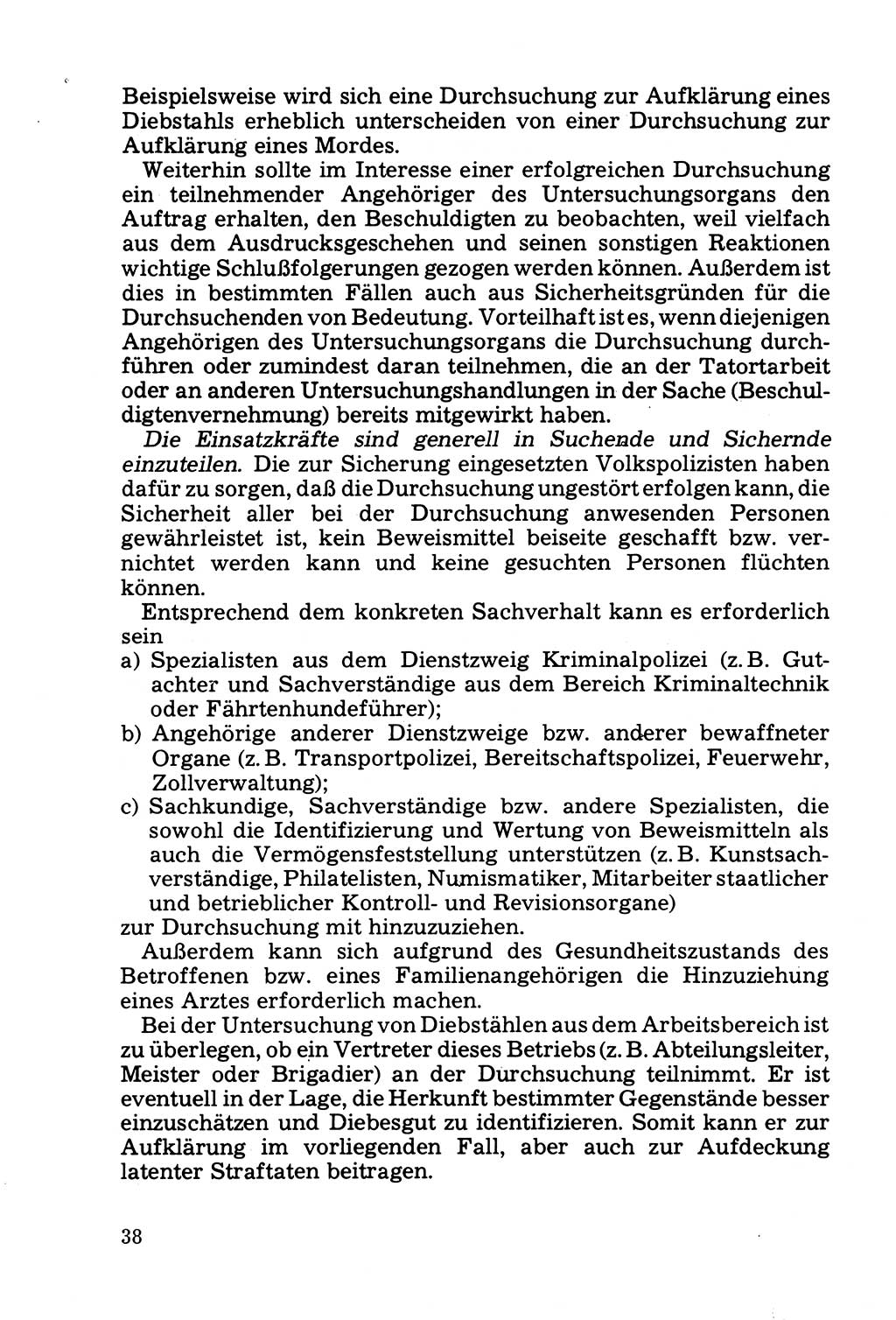 Die Durchsuchung und die Beschlagnahme [Deutsche Demokratische Republik (DDR)] 1979, Seite 38 (Durchs. Beschl. DDR 1979, S. 38)