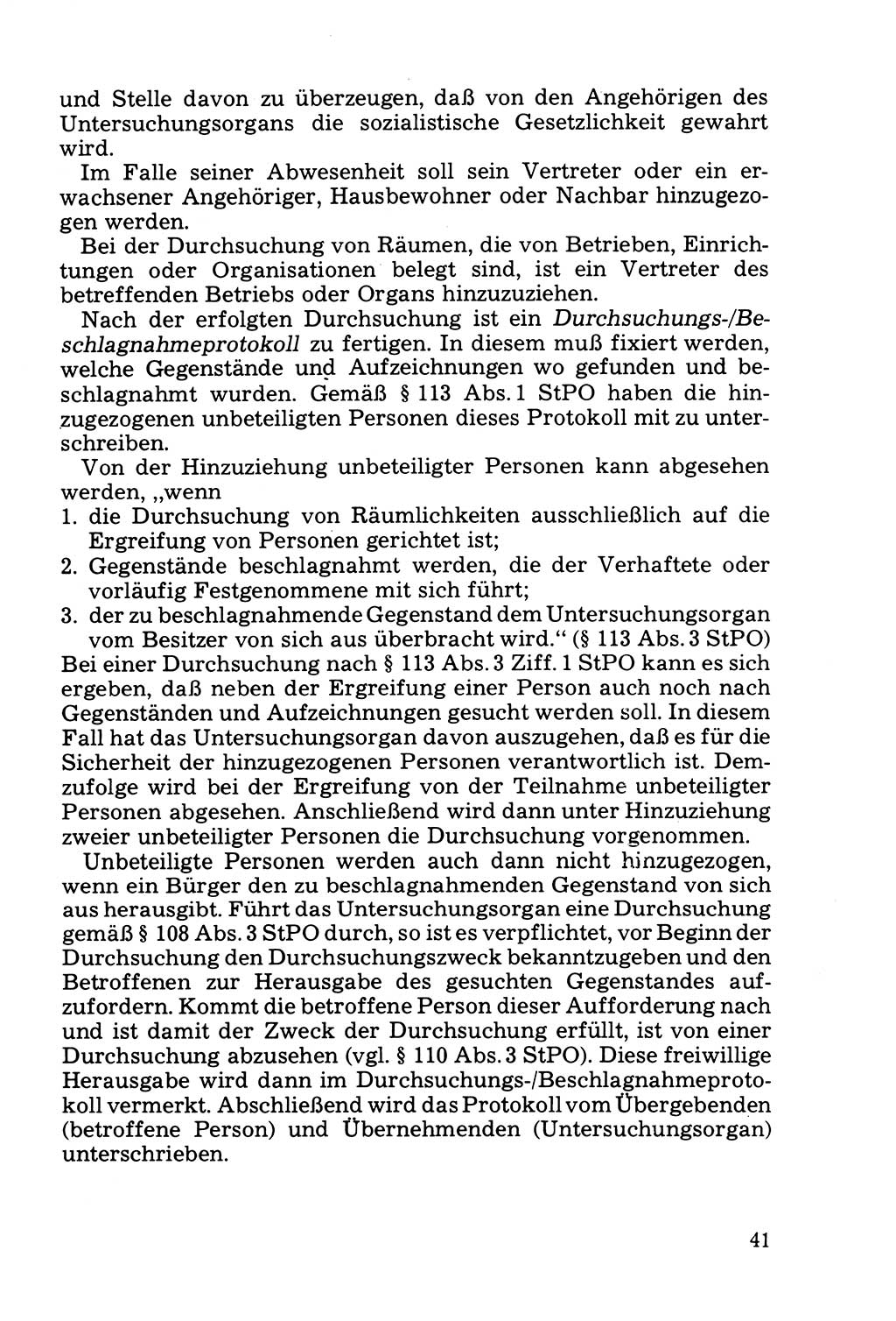 Die Durchsuchung und die Beschlagnahme [Deutsche Demokratische Republik (DDR)] 1979, Seite 41 (Durchs. Beschl. DDR 1979, S. 41)