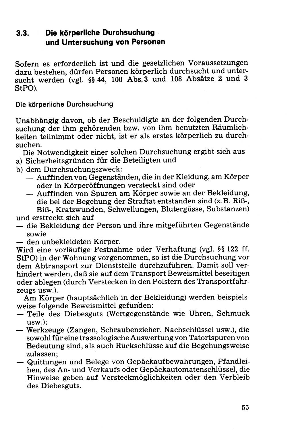 Die Durchsuchung und die Beschlagnahme [Deutsche Demokratische Republik (DDR)] 1979, Seite 55 (Durchs. Beschl. DDR 1979, S. 55)