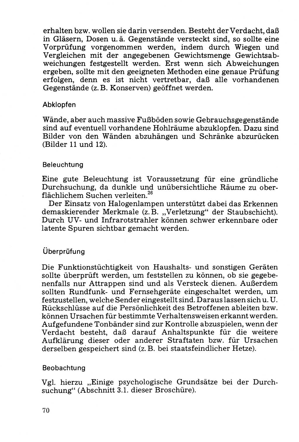 Die Durchsuchung und die Beschlagnahme [Deutsche Demokratische Republik (DDR)] 1979, Seite 70 (Durchs. Beschl. DDR 1979, S. 70)