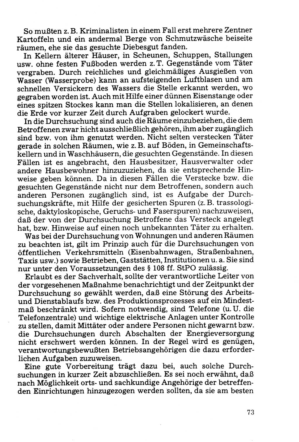 Die Durchsuchung und die Beschlagnahme [Deutsche Demokratische Republik (DDR)] 1979, Seite 73 (Durchs. Beschl. DDR 1979, S. 73)