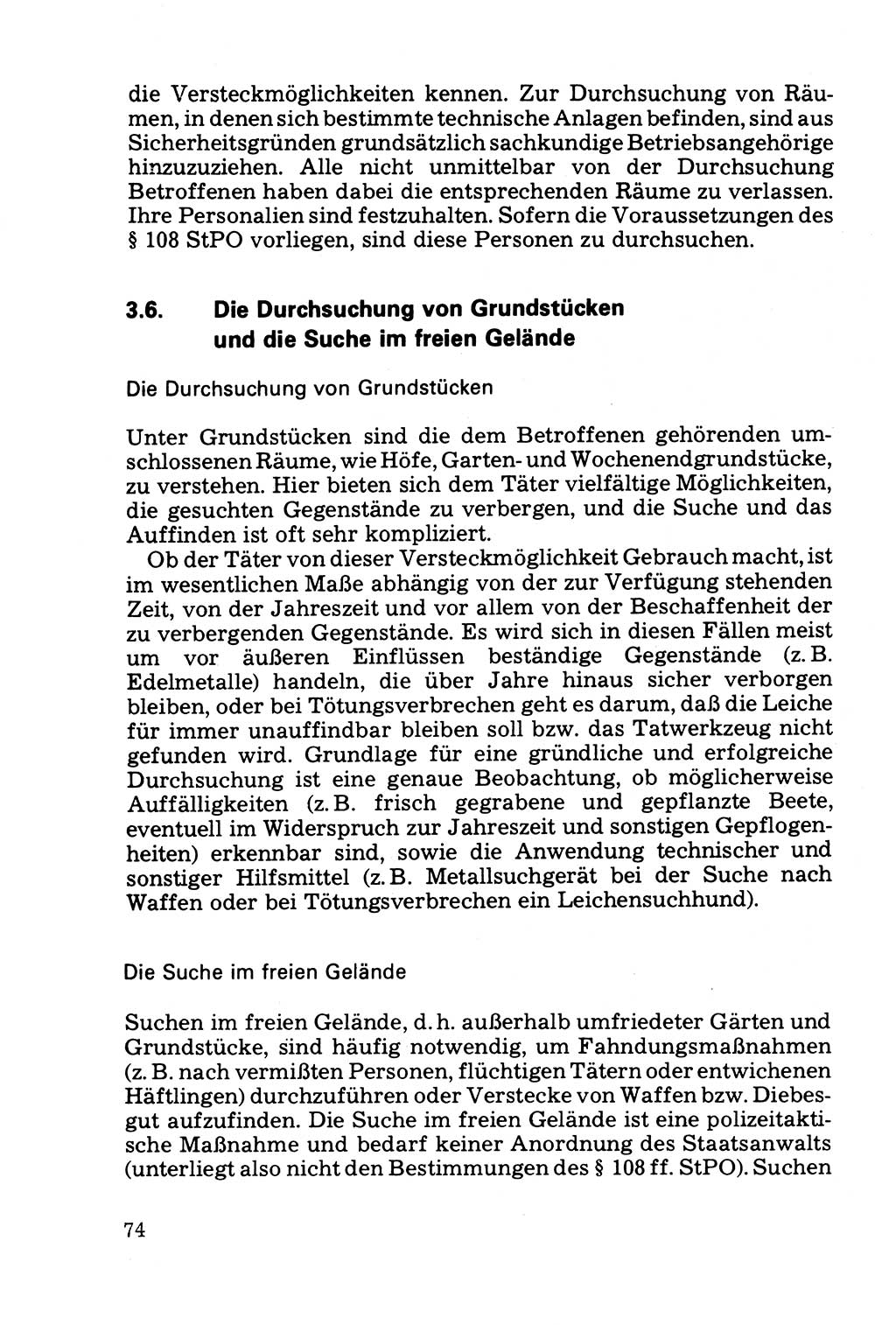 Die Durchsuchung und die Beschlagnahme [Deutsche Demokratische Republik (DDR)] 1979, Seite 74 (Durchs. Beschl. DDR 1979, S. 74)