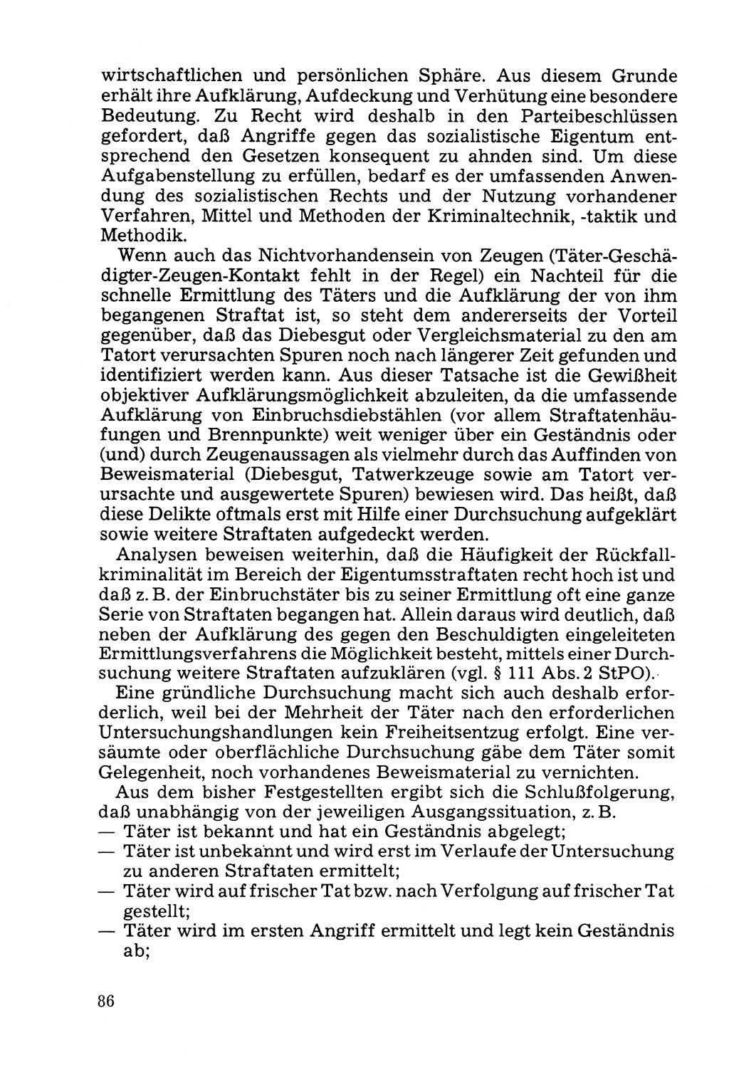 Die Durchsuchung und die Beschlagnahme [Deutsche Demokratische Republik (DDR)] 1979, Seite 86 (Durchs. Beschl. DDR 1979, S. 86)