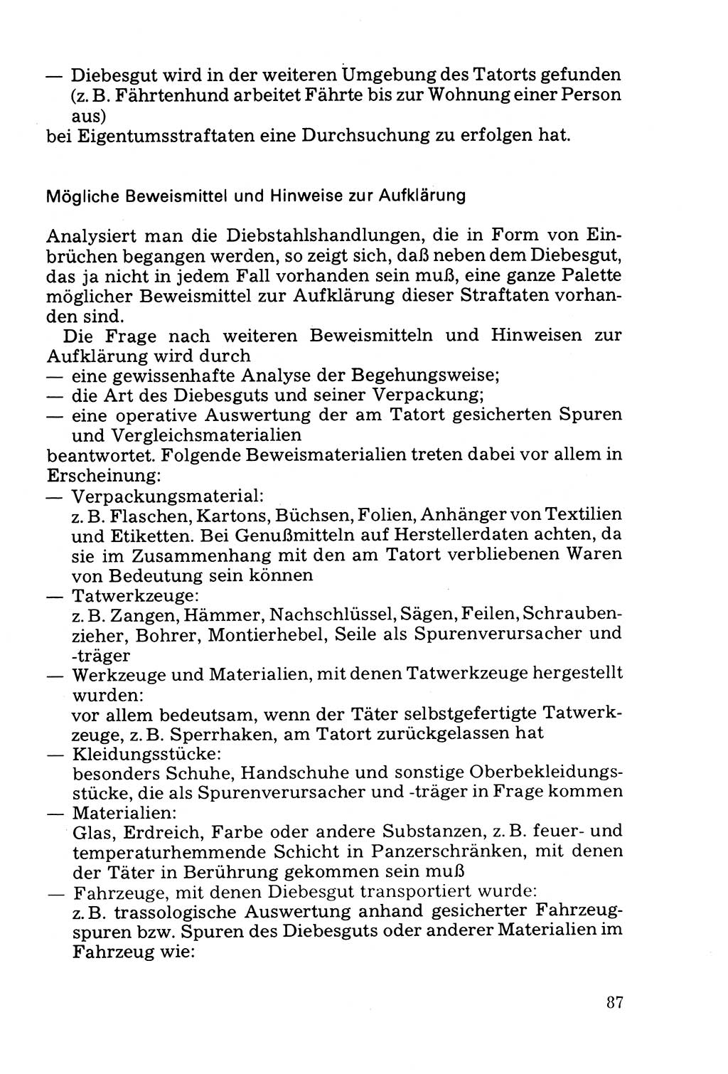 Die Durchsuchung und die Beschlagnahme [Deutsche Demokratische Republik (DDR)] 1979, Seite 87 (Durchs. Beschl. DDR 1979, S. 87)