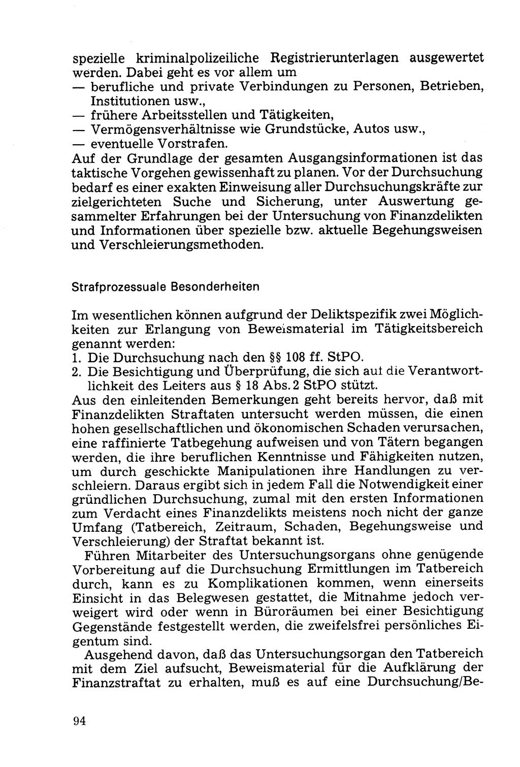 Die Durchsuchung und die Beschlagnahme [Deutsche Demokratische Republik (DDR)] 1979, Seite 94 (Durchs. Beschl. DDR 1979, S. 94)