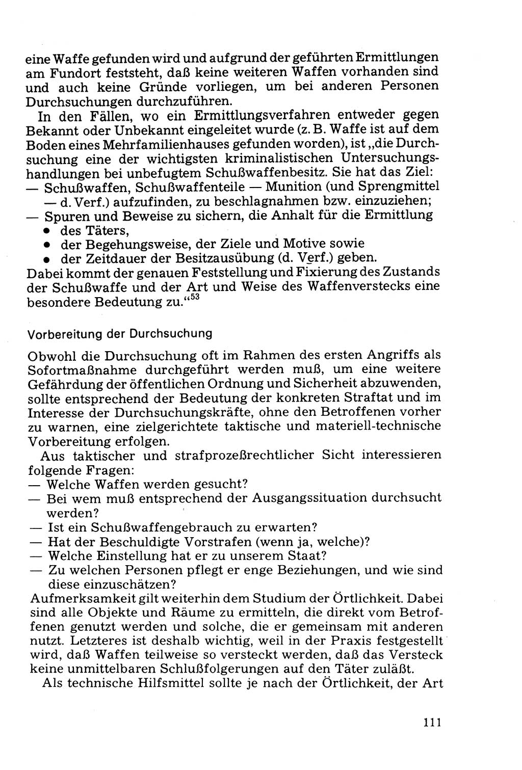 Die Durchsuchung und die Beschlagnahme [Deutsche Demokratische Republik (DDR)] 1979, Seite 111 (Durchs. Beschl. DDR 1979, S. 111)
