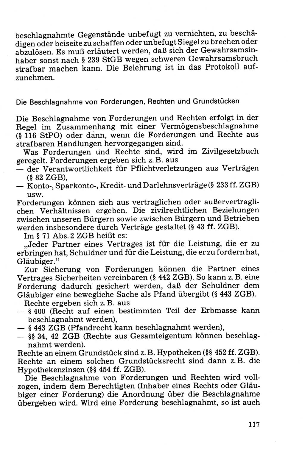 Die Durchsuchung und die Beschlagnahme [Deutsche Demokratische Republik (DDR)] 1979, Seite 117 (Durchs. Beschl. DDR 1979, S. 117)