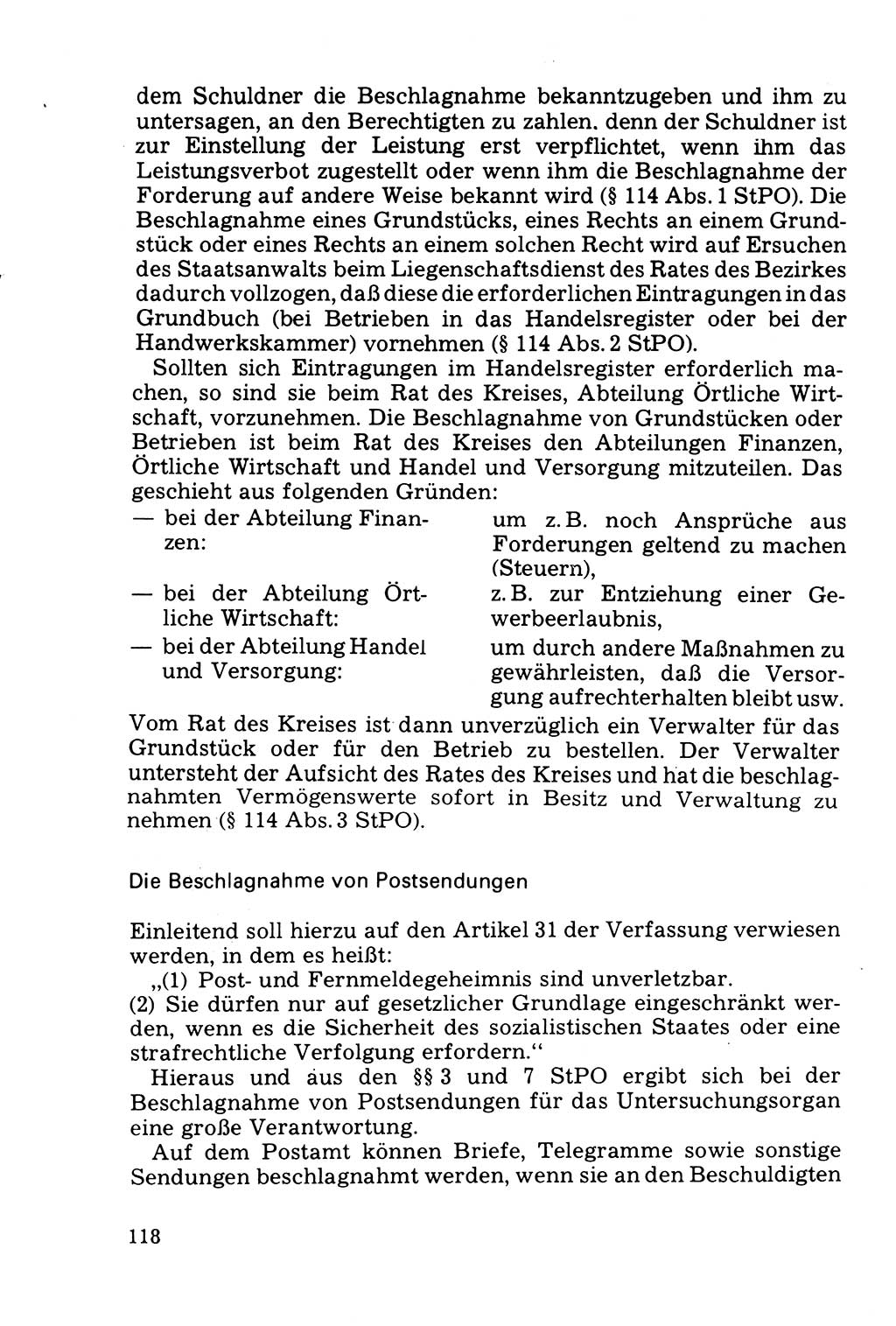 Die Durchsuchung und die Beschlagnahme [Deutsche Demokratische Republik (DDR)] 1979, Seite 118 (Durchs. Beschl. DDR 1979, S. 118)