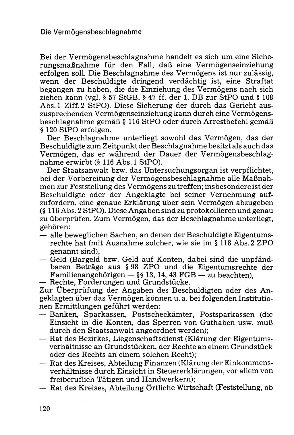 Die Durchsuchung und die Beschlagnahme [Deutsche Demokratische Republik (DDR)] 1979, Seite 120 (Durchs. Beschl. DDR 1979, S. 120)