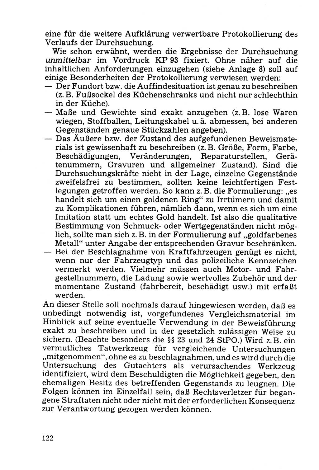 Die Durchsuchung und die Beschlagnahme [Deutsche Demokratische Republik (DDR)] 1979, Seite 122 (Durchs. Beschl. DDR 1979, S. 122)